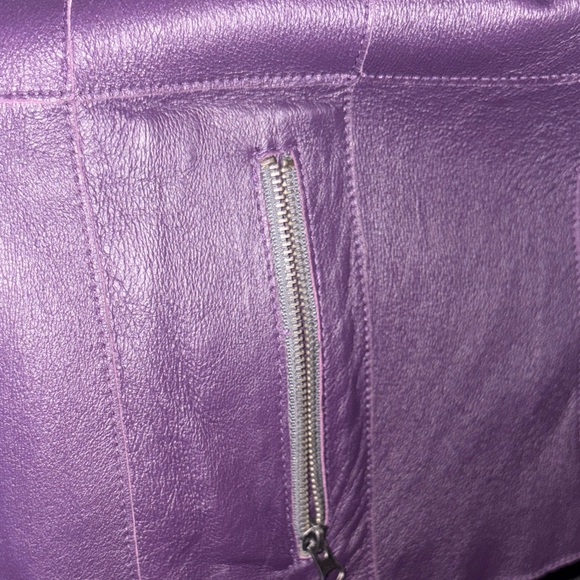 Reversable Lambskin Leather Jacket purple & charcoal grey!new#metallicjacket - Picture 4 of 8